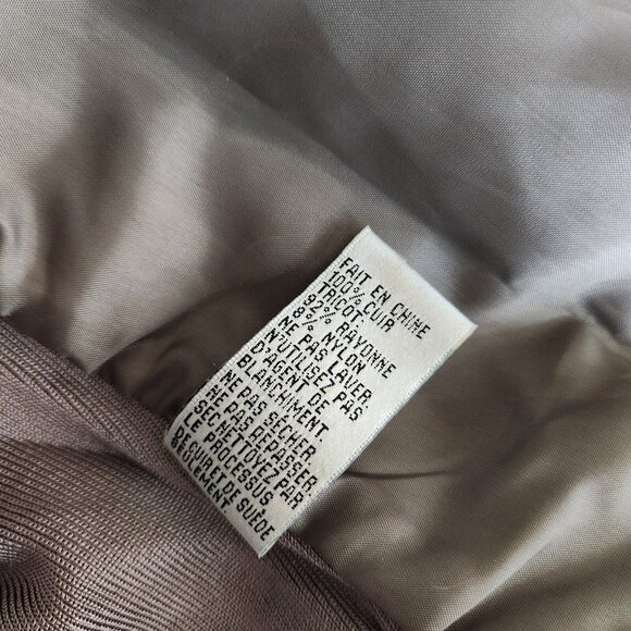 Nygard Jacket Pewter Leather Front Trim Collarless‎ Knit Back 3/4 Sleeves Size L - Picture 11 of 16